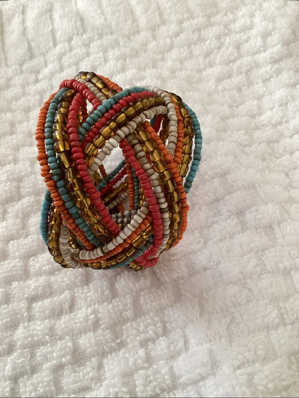 Beautiful Seed Bead Woven Bracelet Peach, Blue, Coral, Gold,